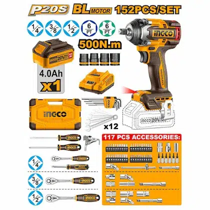 Ingco 152 Pcs Cordless impact wrench tools set